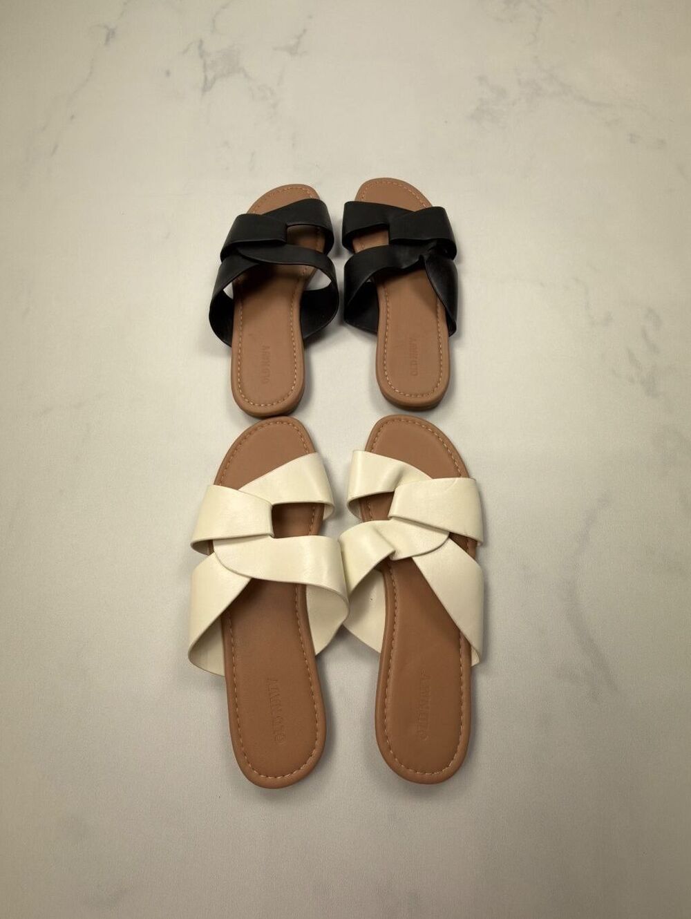 Old Navy Active Slide Sandals Set Black White 2010s - Womens 8 Lot of 2